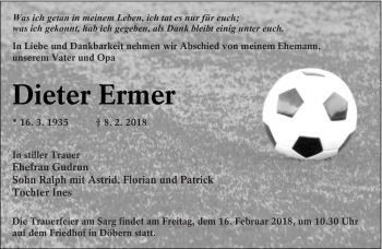 Traueranzeige von Dieter Ermer von lausitzer_rundschau