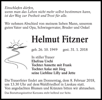 Traueranzeige von Helmut Fitzner von lausitzer_rundschau