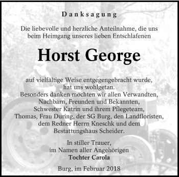 Traueranzeige von Horst George von lausitzer_rundschau