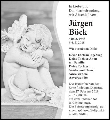 Traueranzeige von Jürgen Böck von lausitzer_rundschau