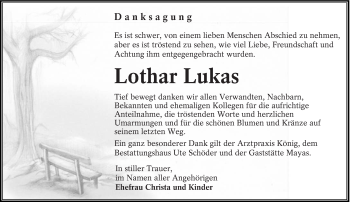 Traueranzeige von Lothar Lukas von lausitzer_rundschau