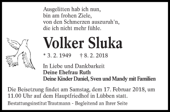 Traueranzeige von Volker Sluka von lausitzer_rundschau