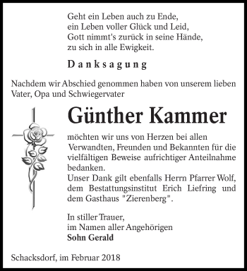 Traueranzeige von Günther Kammer von lausitzer_rundschau