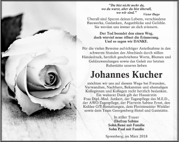 Traueranzeige von Johannes Kucher von lausitzer_rundschau