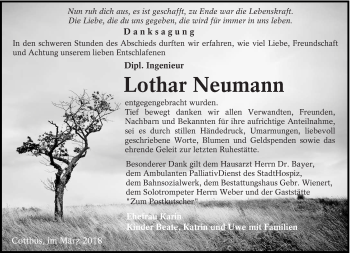 Traueranzeige von Lothar Neumann von lausitzer_rundschau