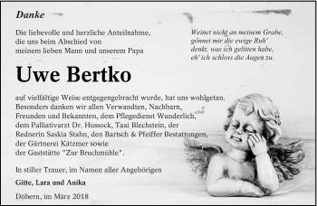 Traueranzeige von Uwe Bertko von lausitzer_rundschau