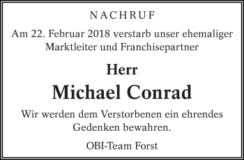 Traueranzeige von Michael Conrad von lausitzer_rundschau