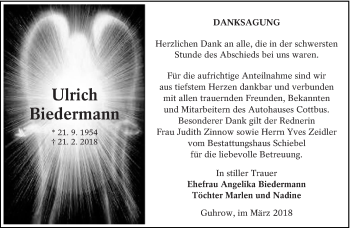 Traueranzeige von Ulrich Biedermann von lausitzer_rundschau