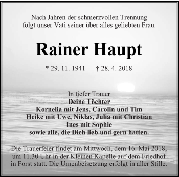 Traueranzeige von Rainer Haupt von lausitzer_rundschau