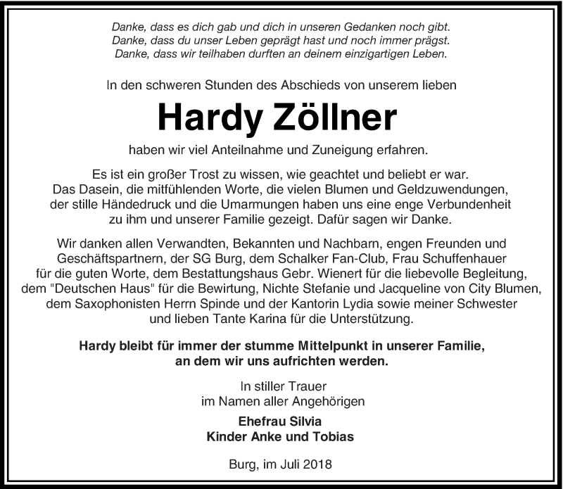 Traueranzeige für Hardy Zöllner vom 04.08.2018 aus lausitzer_rundschau