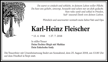 Traueranzeige von Karl-Heinz Fleischer von lausitzer_rundschau