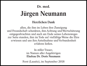 Traueranzeige von Jürgen Neumann von lausitzer_rundschau