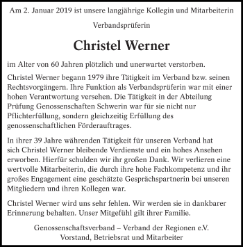 Traueranzeige von Christel Werner von lausitzer_rundschau