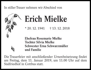 Traueranzeige von Erich Mielke von lausitzer_rundschau