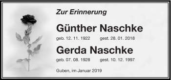 Traueranzeige von Günther und Gerda Naschke von lausitzer_rundschau