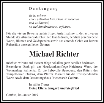 Traueranzeige von Michael Richter von lausitzer_rundschau