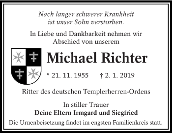 Traueranzeige von Michael Richter von lausitzer_rundschau