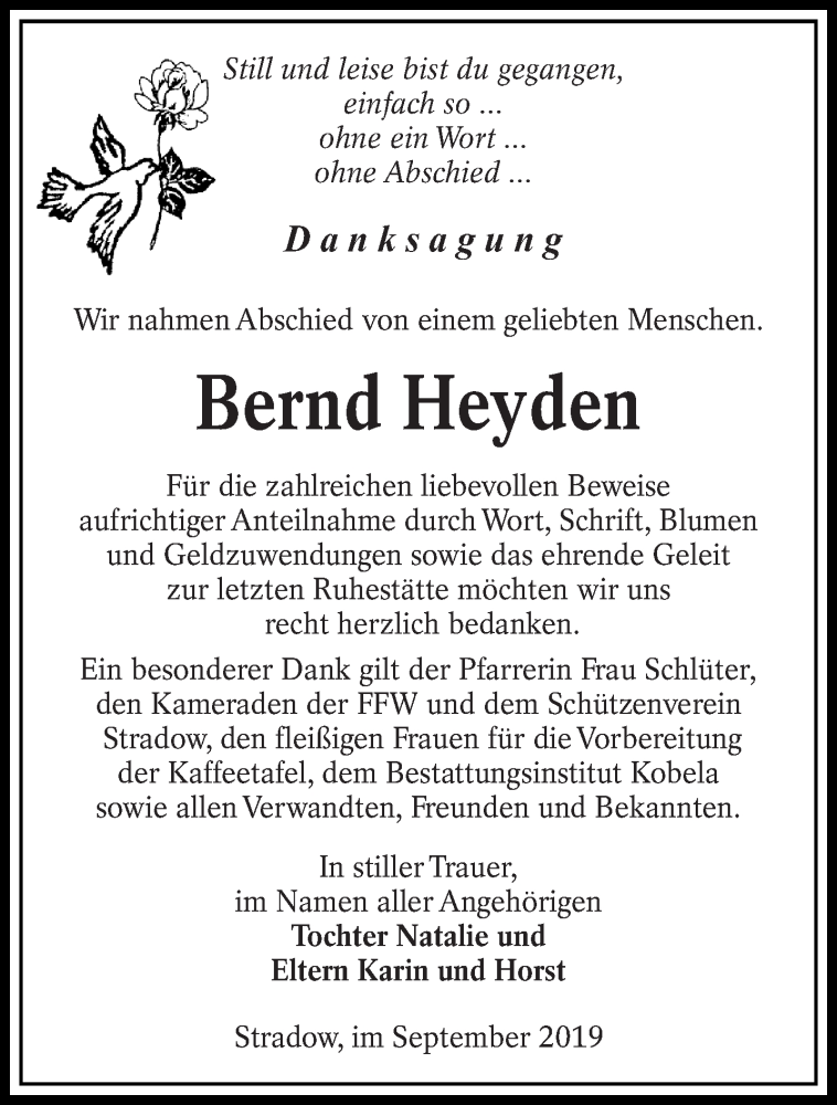 Traueranzeige für Bernd Heyden vom 05.10.2019 aus lausitzer_rundschau