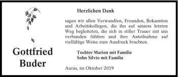 Traueranzeige von Gottfried Buder von lausitzer_rundschau