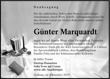 Traueranzeige von Günter Marquardt von lausitzer_rundschau