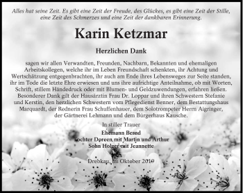Traueranzeige von Karin Ketzmar von lausitzer_rundschau