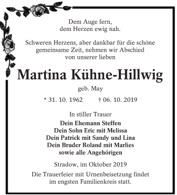 Traueranzeige von Martina Kühne-Hillwig von lausitzer_rundschau