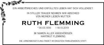 Traueranzeige von Ruth Flemming von lausitzer_rundschau