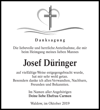 Traueranzeige von Josef Düringer von lausitzer_rundschau