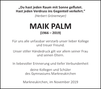 Traueranzeige von Maik Palm von lausitzer_rundschau