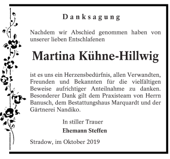 Traueranzeige von Martina Kühne-Hillwig von lausitzer_rundschau