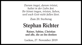 Traueranzeige von Stephan Richter von lausitzer_rundschau