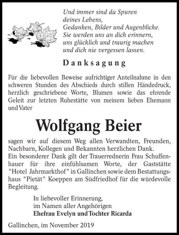 Traueranzeige von Wolfgang Beier von lausitzer_rundschau