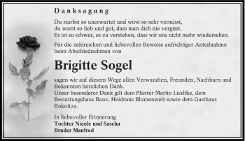 Traueranzeige von Brigitte Sogel von lausitzer_rundschau