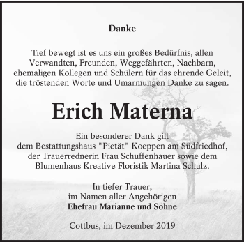 Traueranzeige von Erich Materna von lausitzer_rundschau