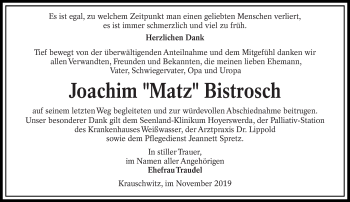 Traueranzeige von Joachim Bistrosch von lausitzer_rundschau