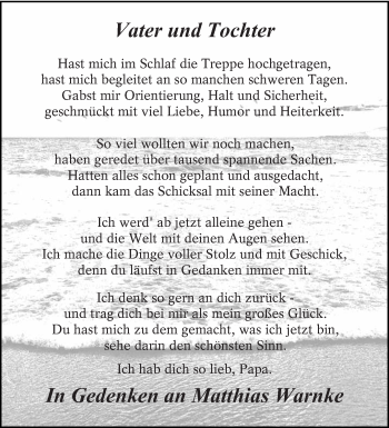 Traueranzeige von Matthias Warnke von lausitzer_rundschau