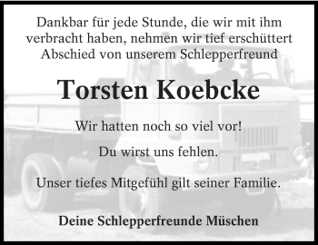 Traueranzeige von Torsten Koebcke von lausitzer_rundschau