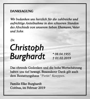 Traueranzeige von Christoph Burghardt von lausitzer_rundschau
