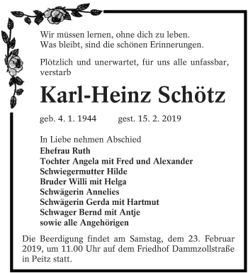 Traueranzeige von Karl-Heinz Schötz von lausitzer_rundschau