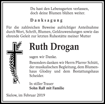 Traueranzeige von Ruth Drogan von lausitzer_rundschau