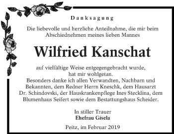 Traueranzeige von Wilfried Kanschat von lausitzer_rundschau