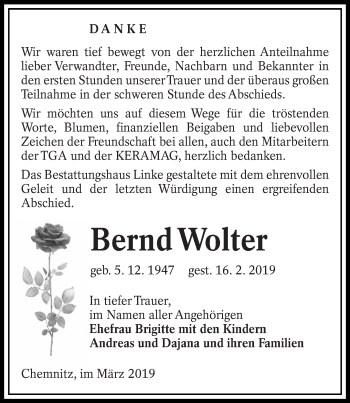 Traueranzeige von Bernd Wolter von lausitzer_rundschau