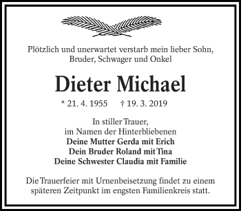 Traueranzeige von Dieter Michael von lausitzer_rundschau