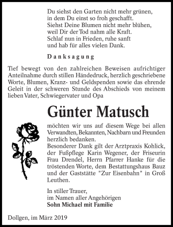 Traueranzeige von Günter Matusch von lausitzer_rundschau