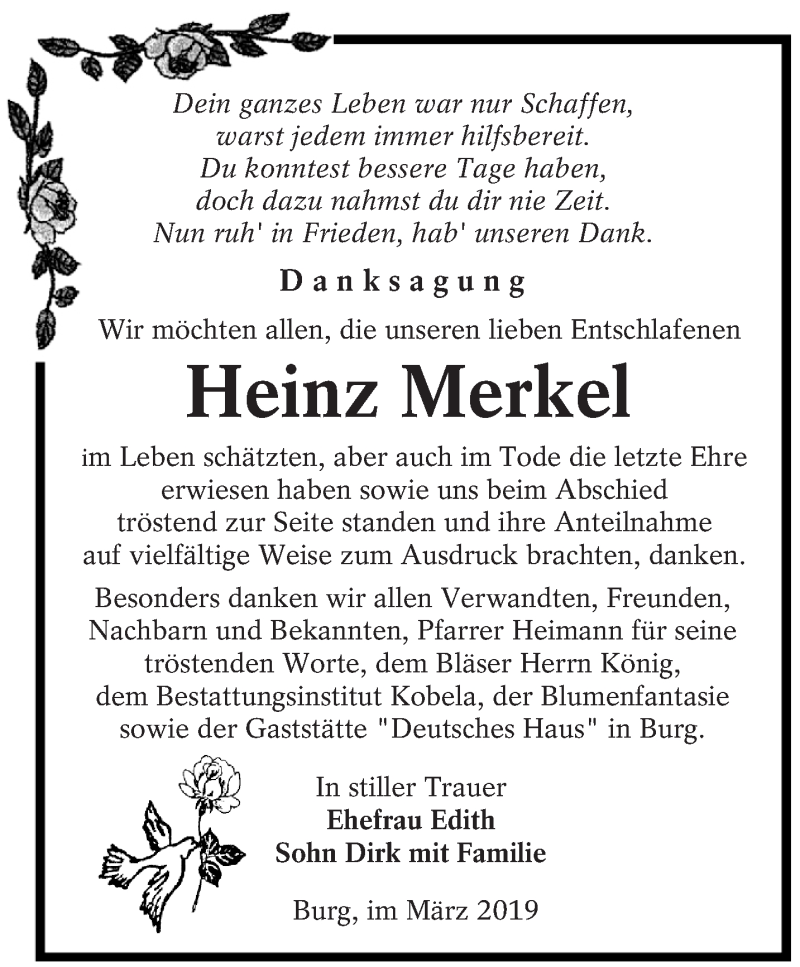  Traueranzeige für Heinz Merkel vom 02.03.2019 aus lausitzer_rundschau