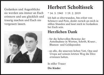 Traueranzeige von Herbert Scholtissek von lausitzer_rundschau
