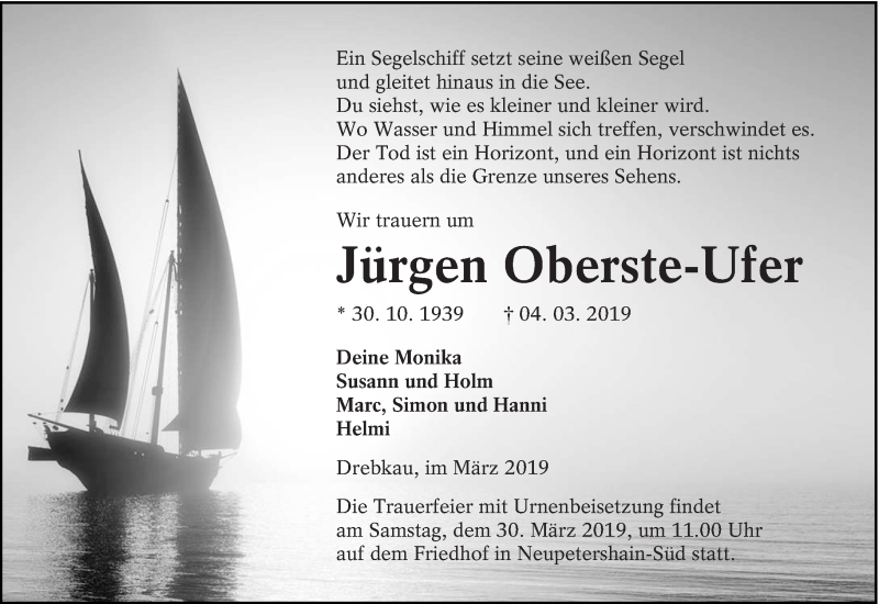  Traueranzeige für Jürgen Oberste-Ufer vom 16.03.2019 aus lausitzer_rundschau