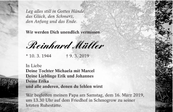 Traueranzeige von Reinhard Müller von lausitzer_rundschau