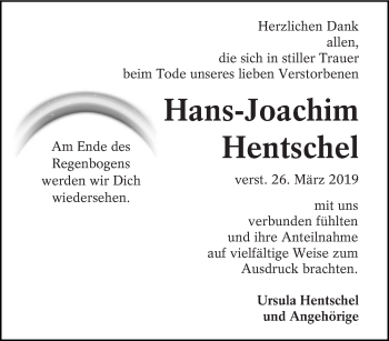 Traueranzeige von Hans-Joachim Hentschel von lausitzer_rundschau
