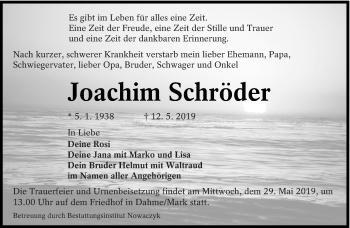 Traueranzeige von Joachim Schröder von lausitzer_rundschau